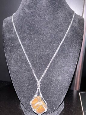 Tigers eye stone changeable cage Necklace